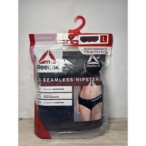 Womens Large Reebok seamless hipster 3 Pair Panties New Sealed Black Maroon Navy